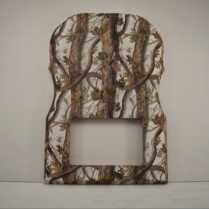 Custom engraved photo and antler plaque with snow blind camouflage print.