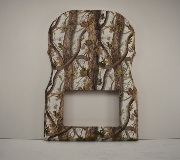 Custom engraved photo and antler plaque with snow blind camouflage print.
