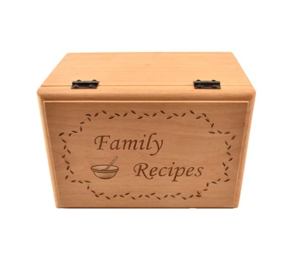 Custom Engraved wooden recipe box.
