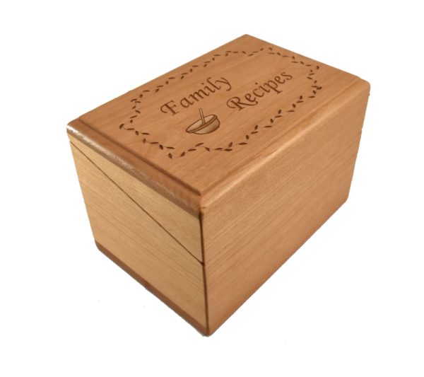 Custom Engraved wooden recipe box.