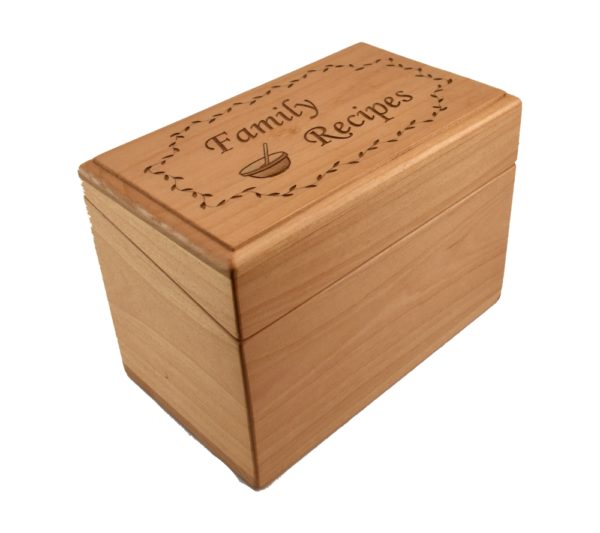 Custom Engraved wooden recipe box.