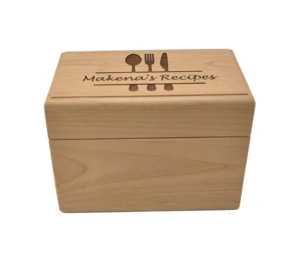 Custom Engraved wooden recipe box.