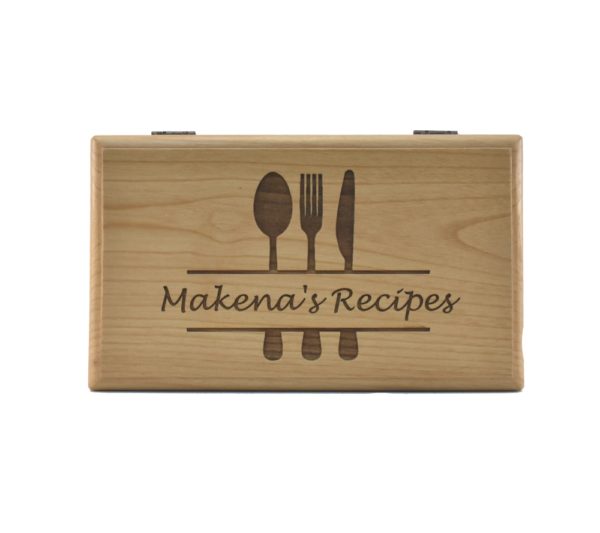 Custom Engraved wooden recipe box.