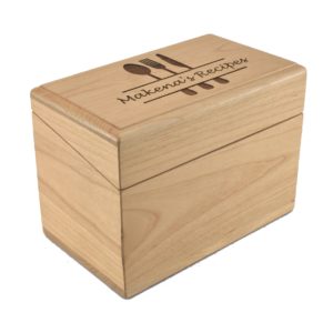 Custom Engraved wooden recipe box.