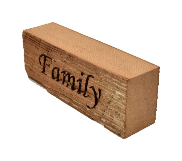 Reclaimed barnwood sign that reads, "Family".