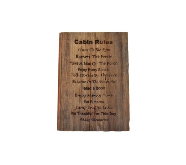 Engraved barnwood sign.