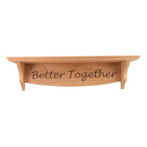 Personalized wooden shelf.