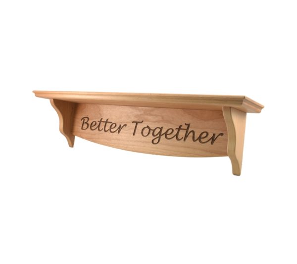 Personalized wooden shelf.