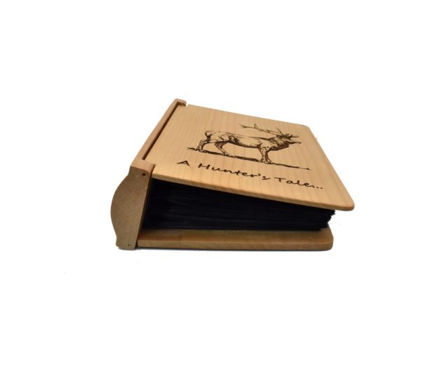 Personalized three ring wooden photo album.