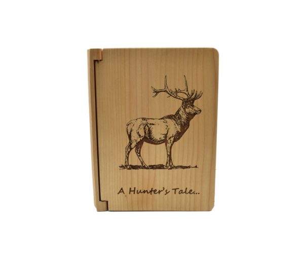 Personalized three ring wooden photo album.