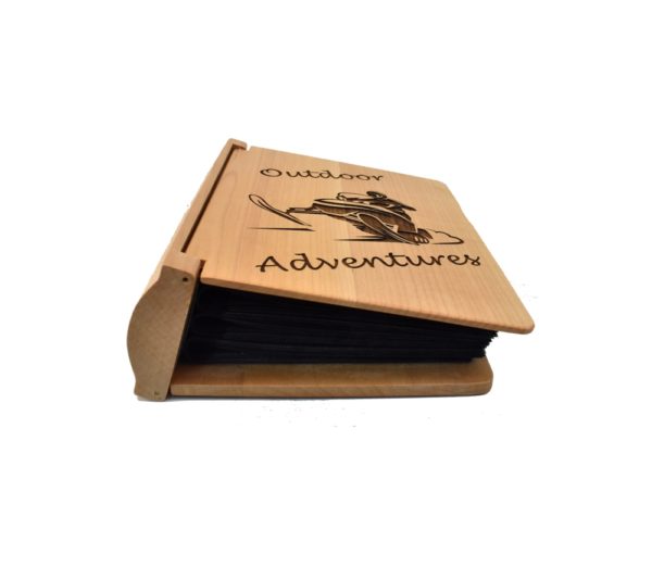 Personalized three ring wooden photo album.