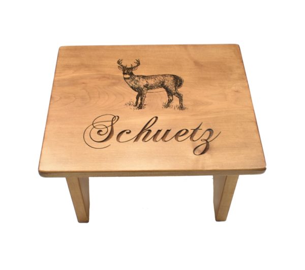 Custom engraved wooden toddler step stool.