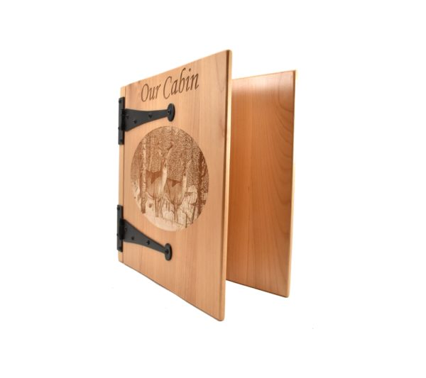 Custom engraved three ring photo album.