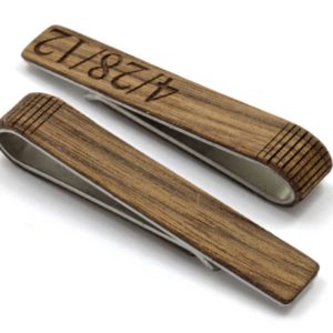 Custom Engraved wood tie clip.