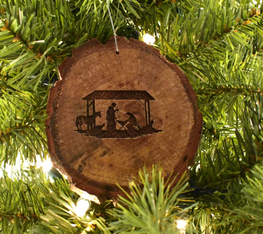 Nativity Rustic Wood Ornament - Whitetail Woodcrafters