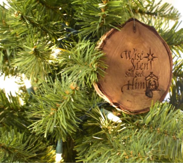 Wooden Christmas ornament.