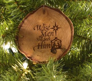 Wooden Christmas ornament.