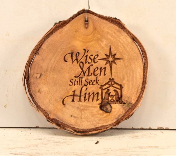 Wooden Christmas ornament.