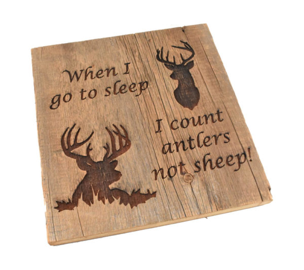 Count Antlers Barnwood Sign