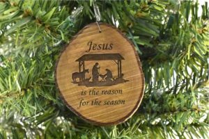 Jesus is the Reason Nativity Rustic Wood Ornament