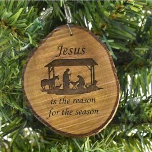 Jesus is the Reason Nativity Rustic Wood Ornament
