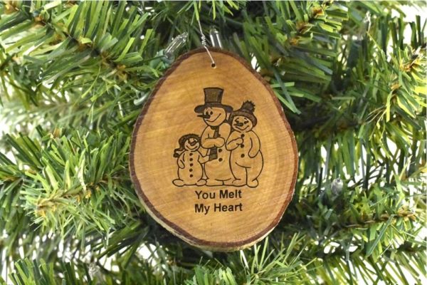 3 Snowmen You Melt My Heart Rustic Wood Ornament