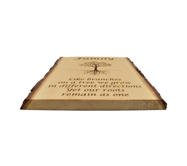Engraved live edge sign.