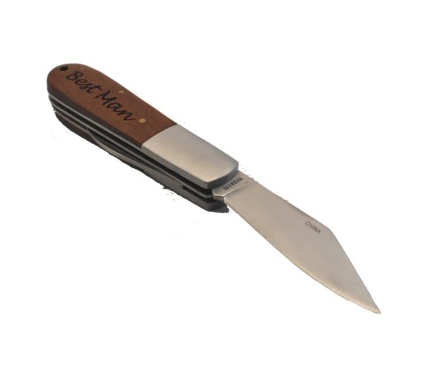 Barlow knife engraved with the words, "Best Man".