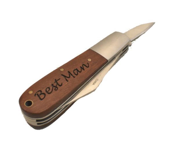 Barlow knife engraved with the words, "Best Man".