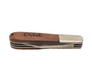 Barlow pocket knife engraved with the word, "Dad".