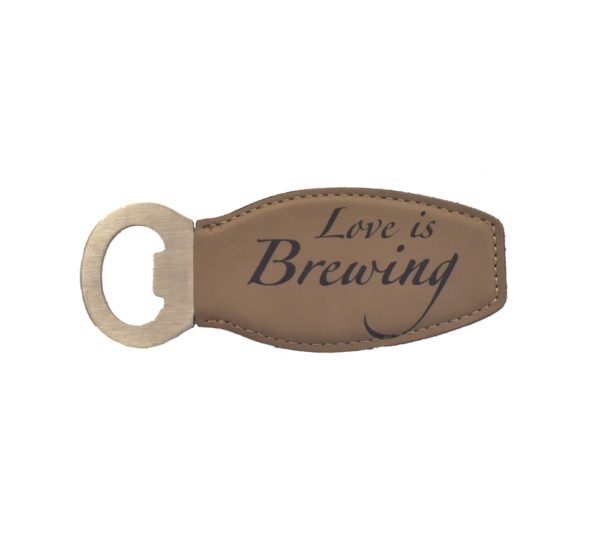 Leather bottle opener.