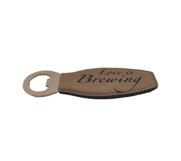 Leather bottle opener.