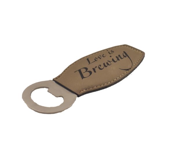 Leather bottle opener.