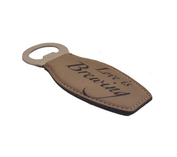 Leather bottle opener.
