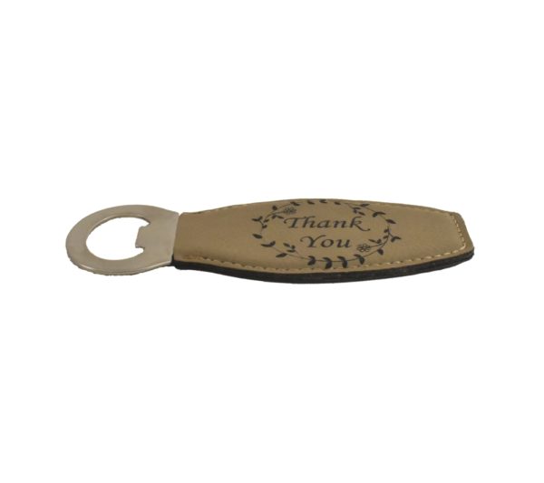 Leather bottle opener.