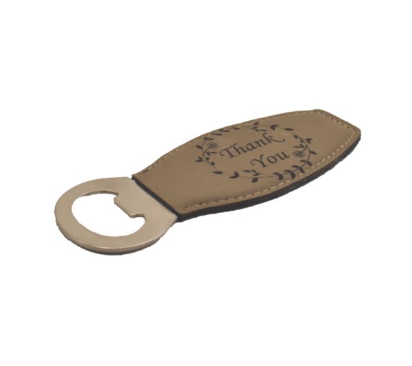 Leather bottle opener.