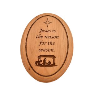 Engraved hardwood, oval sign.