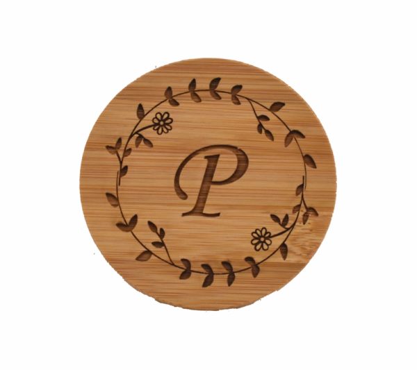 Engraved bamboo coaster.