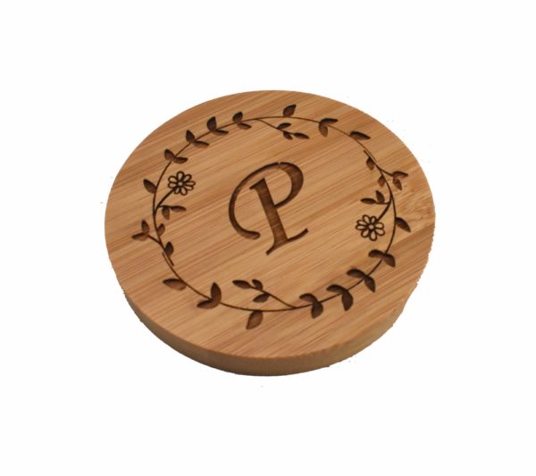 Engraved bamboo coaster.