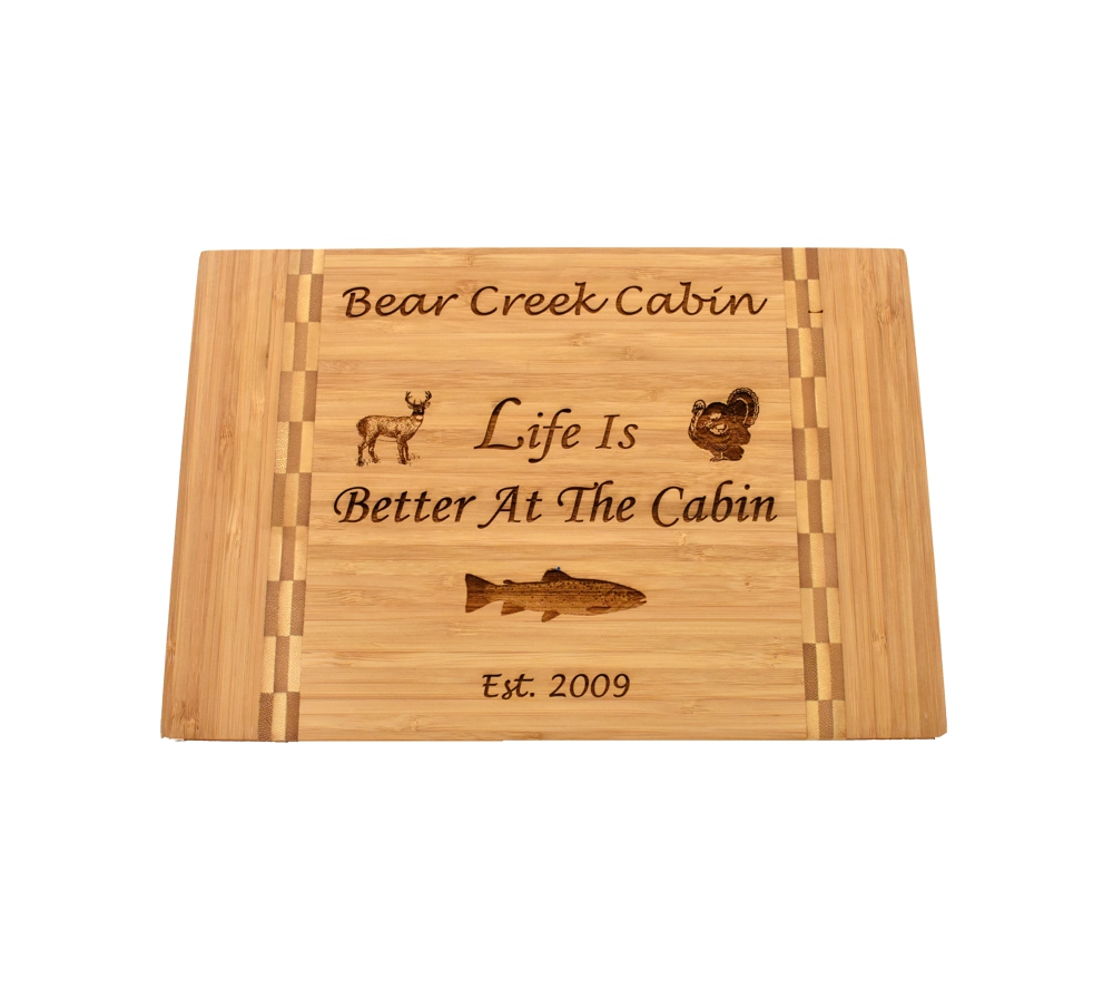 Personalized Engraved Two-Tone Bamboo Cutting Board - 13 1/2