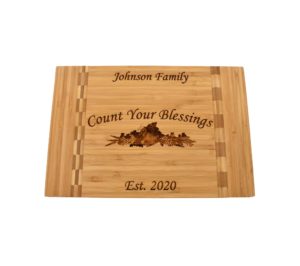 Engraved bamboo cutting board.