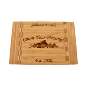 Engraved bamboo cutting board.