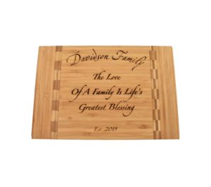 Engraved bamboo cutting board.