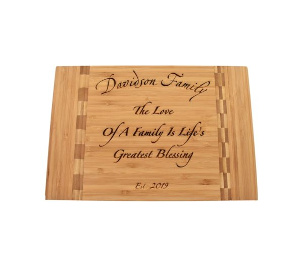 Engraved bamboo cutting board.