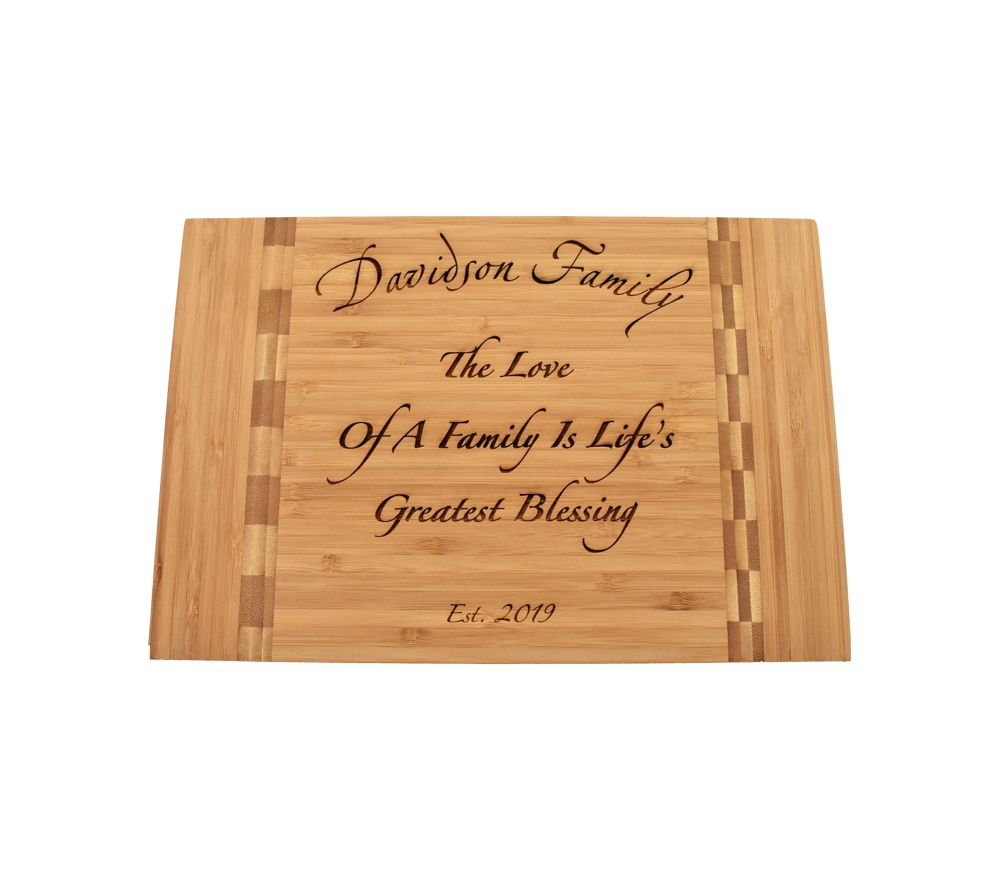 Customizable Newly Wed Family Name Bamboo Cutting Board | 11.375x8.625, PlaqueMaker