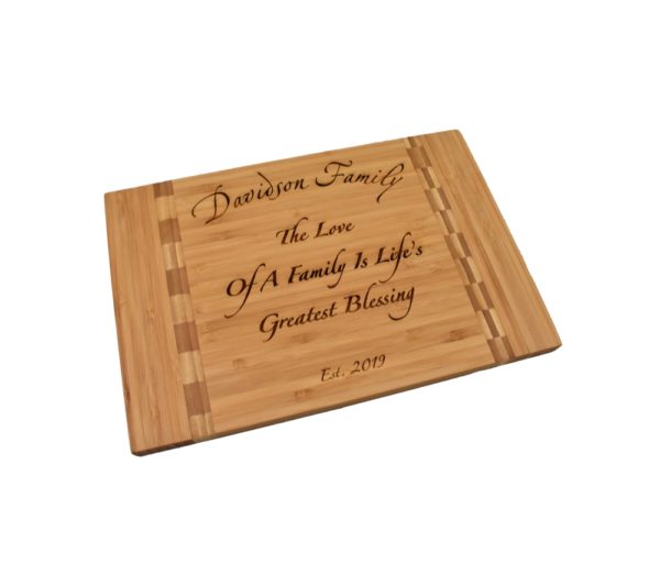 Engraved bamboo cutting board.