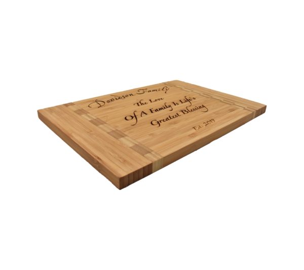 Engraved bamboo cutting board.