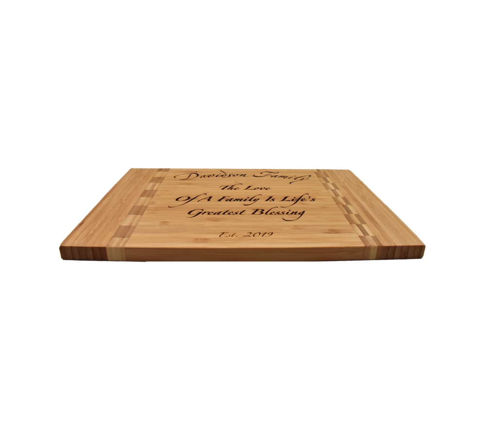 Customizable Newly Wed Family Name Bamboo Cutting Board | 11.375x8.625, PlaqueMaker