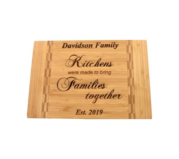 Engraved bamboo cutting board.