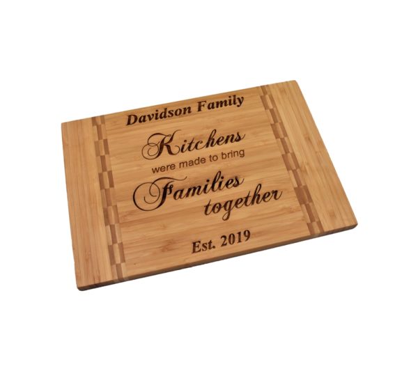 Engraved bamboo cutting board.